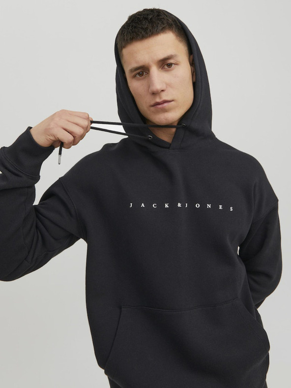 Jack & Jones Čierna pánska mikina Jack & Jones Star s kapucňou