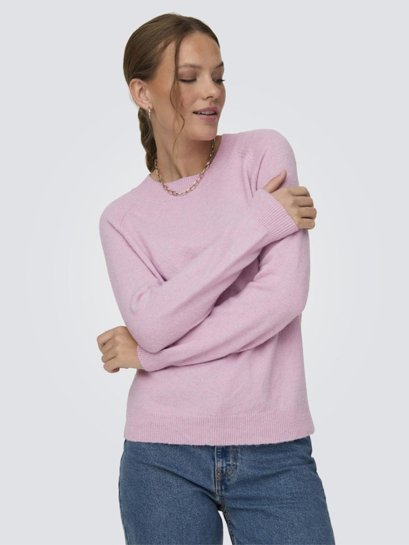 ONLY Svetloružový dámsky sveter ONLY Rica