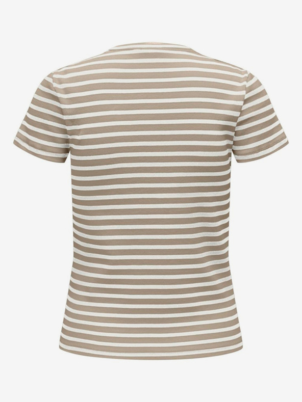 Jacqueline de Yong Bielo-hnedé dámske pruhované tričko JDY