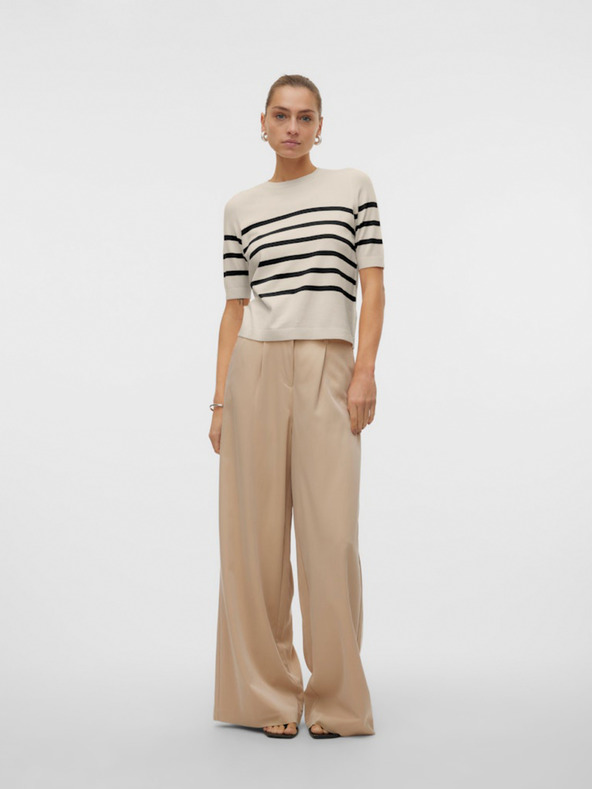 Vero Moda Čierno-béžový dámsky pruhovaný sveter Vero Moda Saba