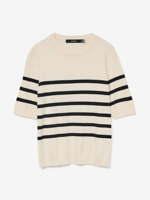 Vero Moda Čierno-béžový dámsky pruhovaný sveter Vero Moda Saba