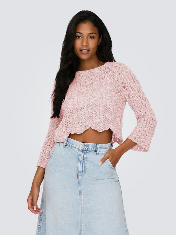 ONLY Svetloružový dámsky sveter ONLY Nola