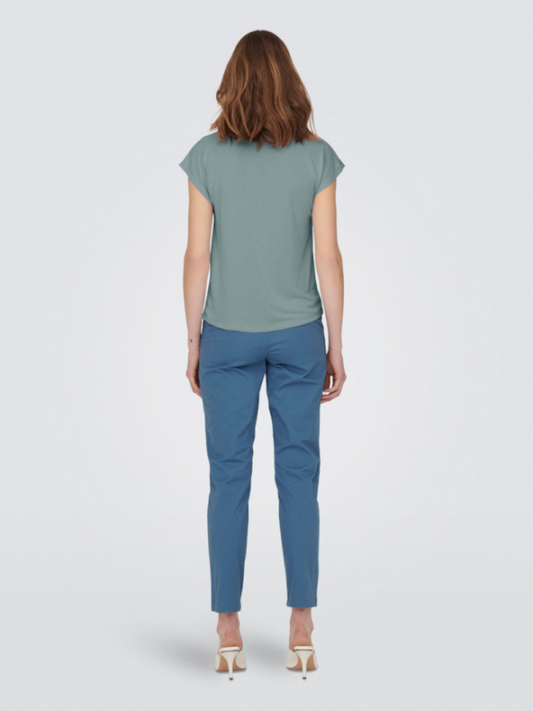 ONLY Zelené dámske tričko JEDINE Voľné