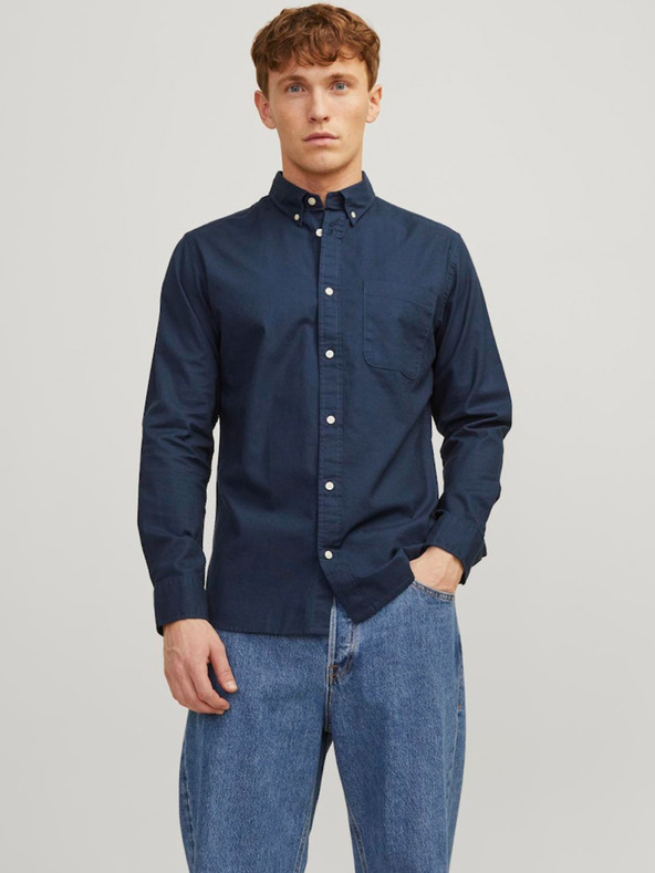 Jack & Jones Tmavomodrá pánska košeľa Jack & Jones Brook