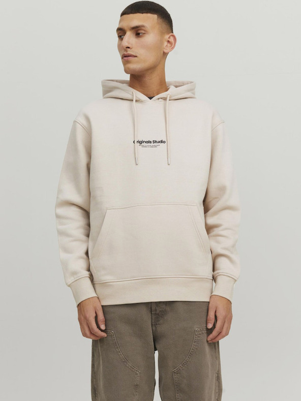 Jack & Jones Béžová Jack & Jones Pánska mikina s kapucňou Vesterbro