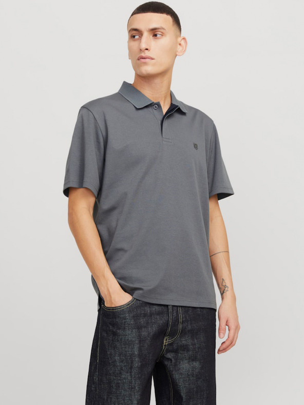 Jack & Jones Šedá pánska polokošeľa Jack & Jones Crodney