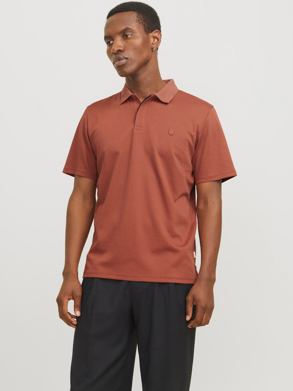 Jack & Jones Tehlové pánske polo tričko Jack & Jones Crodney
