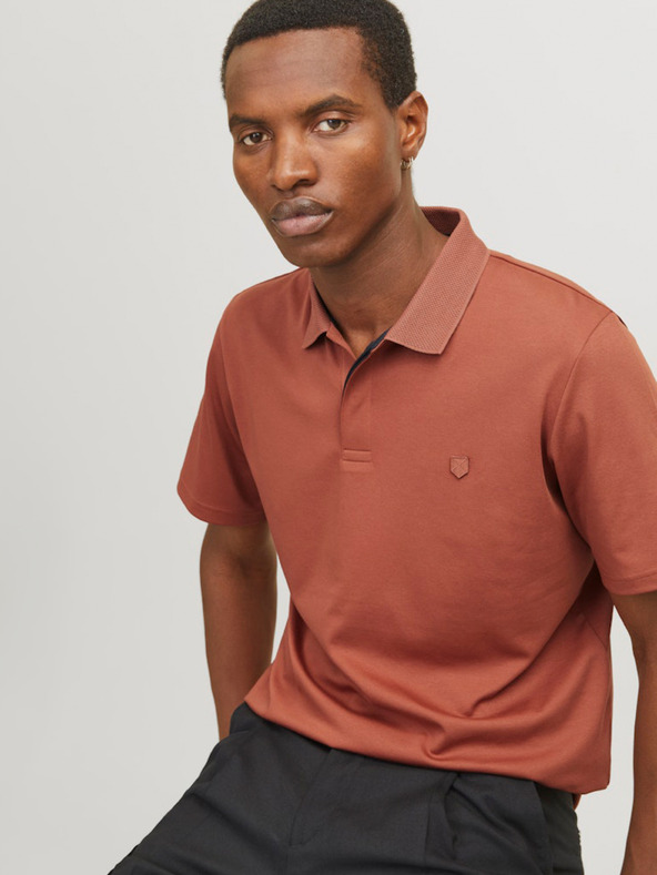 Jack & Jones Tehlové pánske polo tričko Jack & Jones Crodney