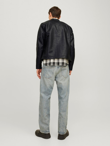 Jack & Jones Čierna pánska kožená bunda Jack & Jones Dylan