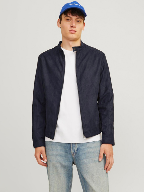 Jack & Jones Tmavomodrá pánska semišová bunda Jack & Jones Dylan