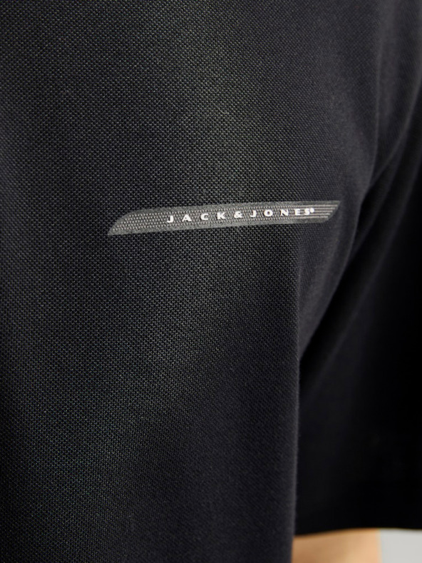 Jack & Jones Čierne pánske polo tričko Jack & Jones Fusion