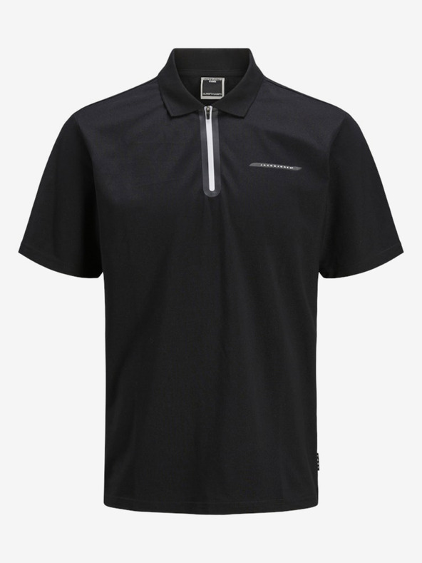 Jack & Jones Čierne pánske polo tričko Jack & Jones Fusion