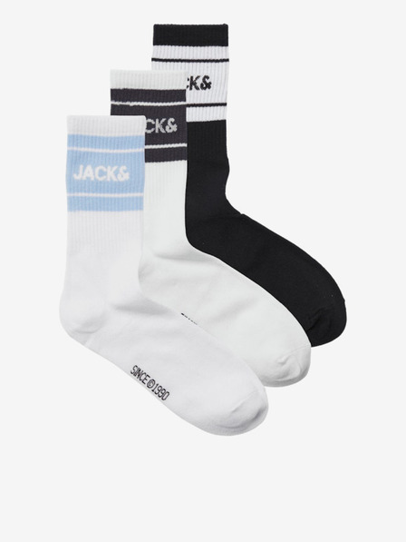 Jack & Jones Súprava troch párov pánskych ponožiek bielej a čiernej farby Jack & Jones