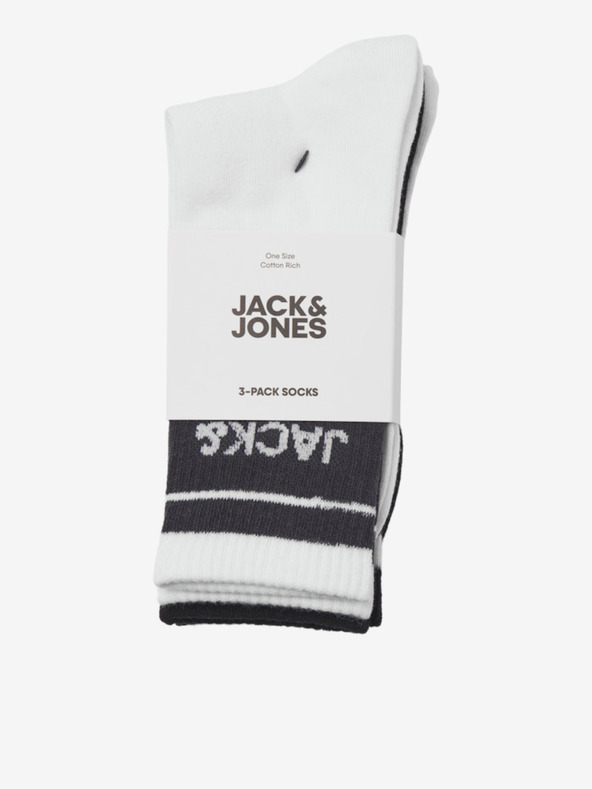 Jack & Jones Súprava troch párov pánskych ponožiek bielej a čiernej farby Jack & Jones