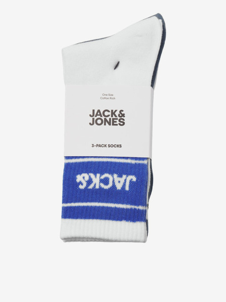 Jack & Jones Sada troch párov pánskych ponožiek v bielej a modrej farbe Jack & Jones