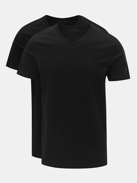 Jack & Jones Súprava dvoch čiernych základných tričiek Jack & Jones s výstrihom do V
