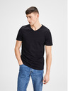 Jack & Jones Súprava dvoch čiernych základných tričiek Jack & Jones s výstrihom do V