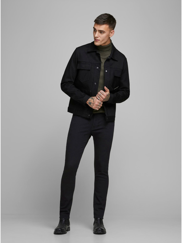 Jack & Jones Čierne slim fit džínsy Jack & Jones Glenn