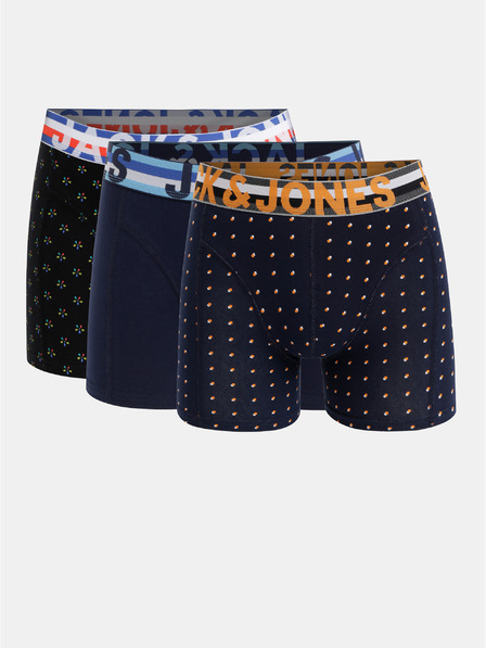 Jack & Jones Súprava troch boxeriek v čiernej a tmavomodrej farbe s potlačou Jack & Jones