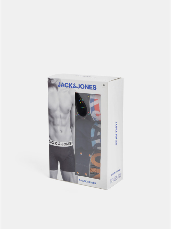Jack & Jones Súprava troch boxeriek v čiernej a tmavomodrej farbe s potlačou Jack & Jones