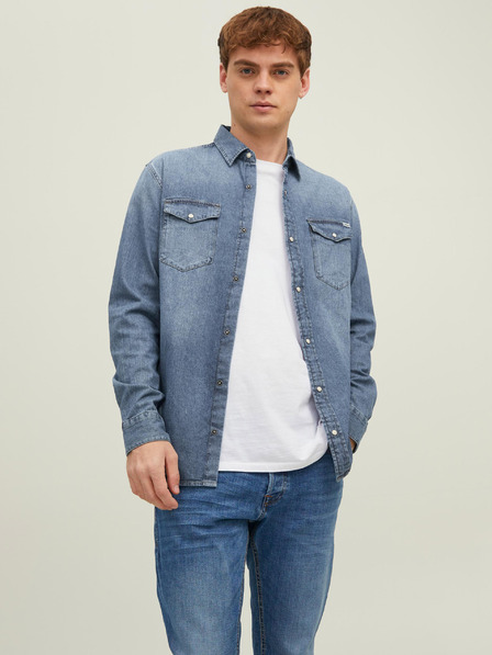 Jack & Jones Modrá pánska džínsová slim fit košeľa Jack & Jones Heridan