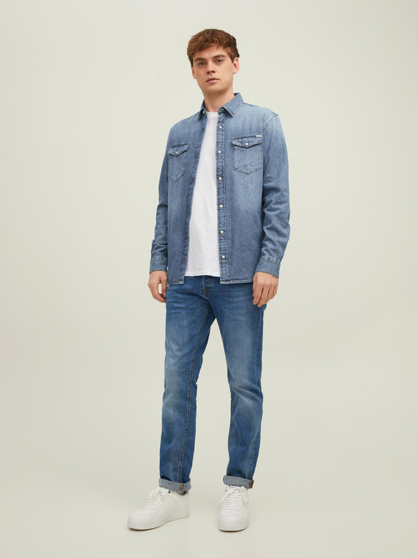 Jack & Jones Modrá pánska džínsová slim fit košeľa Jack & Jones Heridan