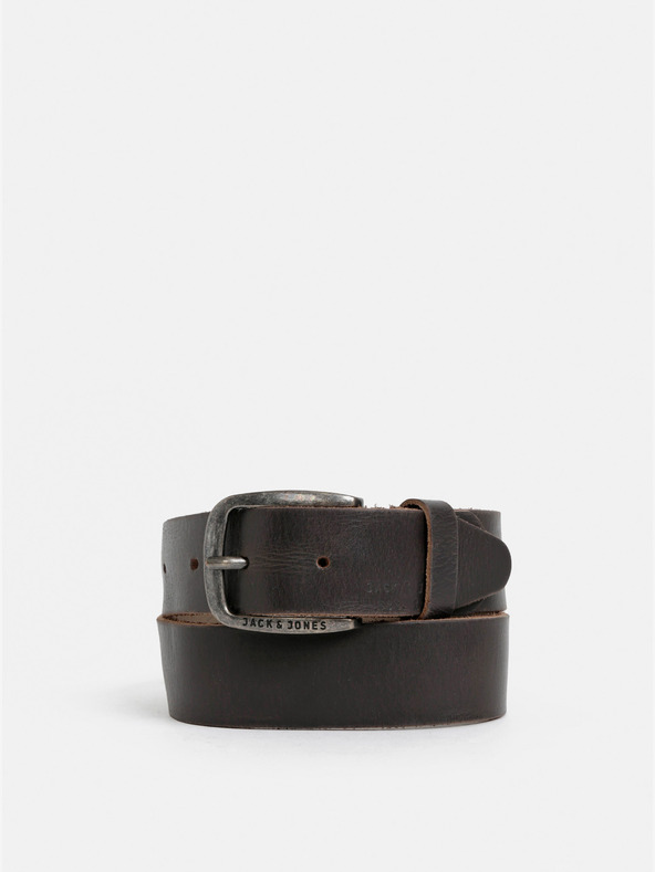 Jack & Jones Tmavohnedý kožený opasok Jack & Jones Paul