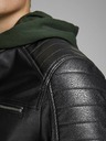 Jack & Jones Čierna kožená bunda Jack & Jones Rocky