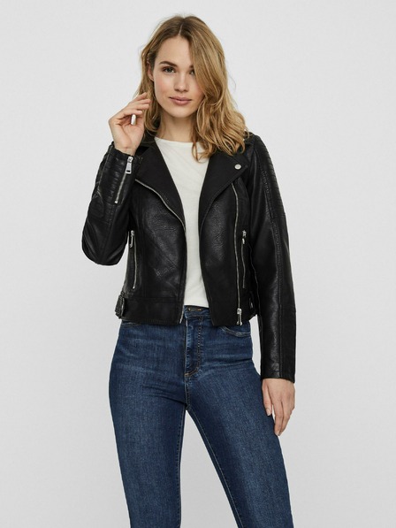 Vero Moda VERO MODA Kerriultra čierna kožená bunda s krivkami