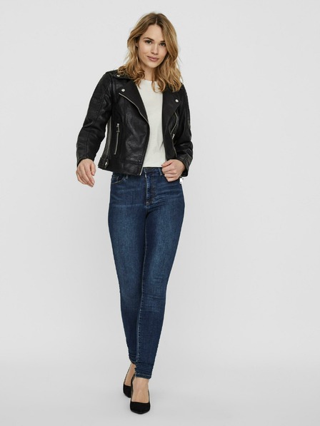 Vero Moda VERO MODA Kerriultra čierna kožená bunda s krivkami