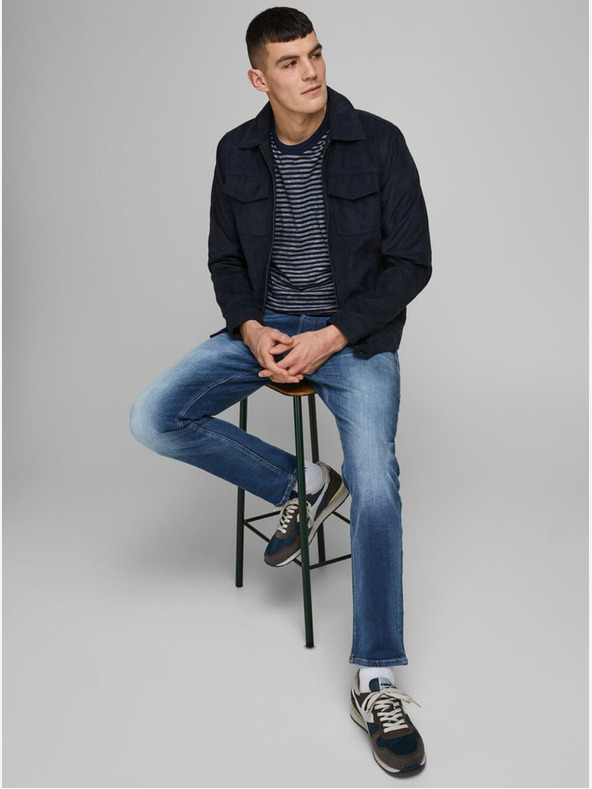 Jack & Jones Modré pánske džínsy rovného strihu Jack & Jones Mike
