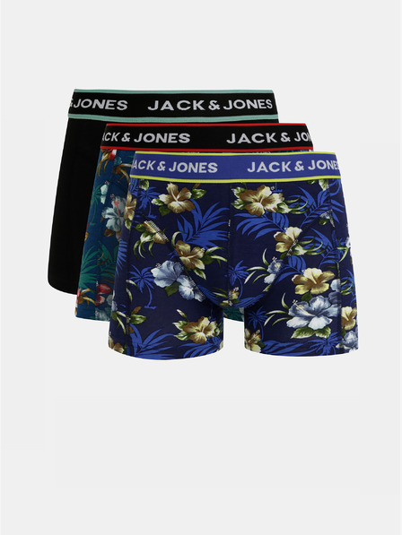 Jack & Jones Sada troch boxeriek Jack & Jones Flower v modrej a čiernej farbe