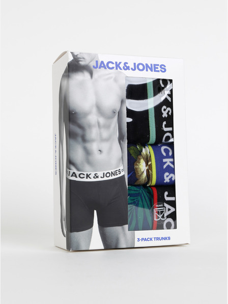 Jack & Jones Sada troch boxeriek Jack & Jones Flower v modrej a čiernej farbe