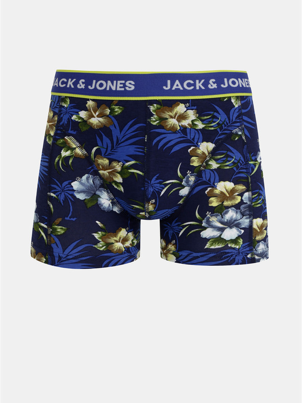 Jack & Jones Sada troch boxeriek Jack & Jones Flower v modrej a čiernej farbe