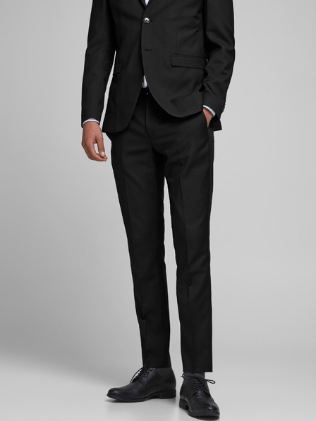 Jack & Jones Čierne oblekové nohavice Jack & Jones Solaris zo zmesi vlny slim fit