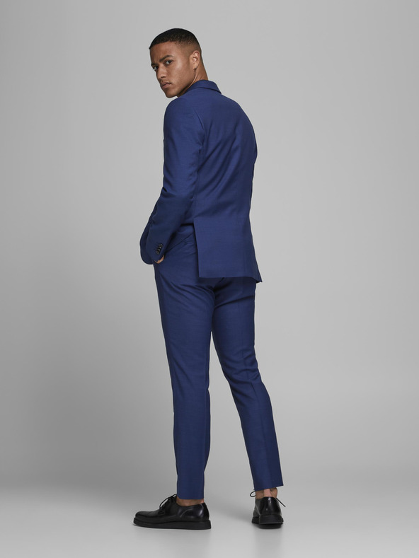 Jack & Jones Modré oblekové nohavice Jack & Jones Solaris zo zmesi vlny slim fit