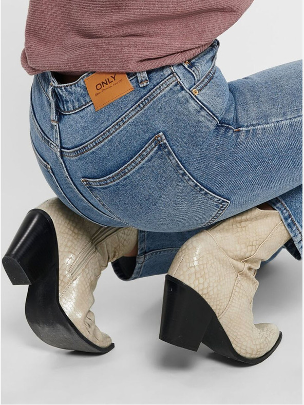 ONLY Modré skrátené džínsy rovného strihu ONLY Emily