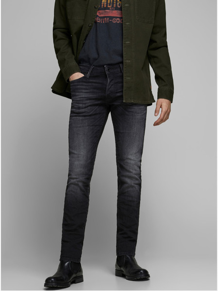 Jack & Jones Čierne slim fit džínsy Jack & Jones Glenn