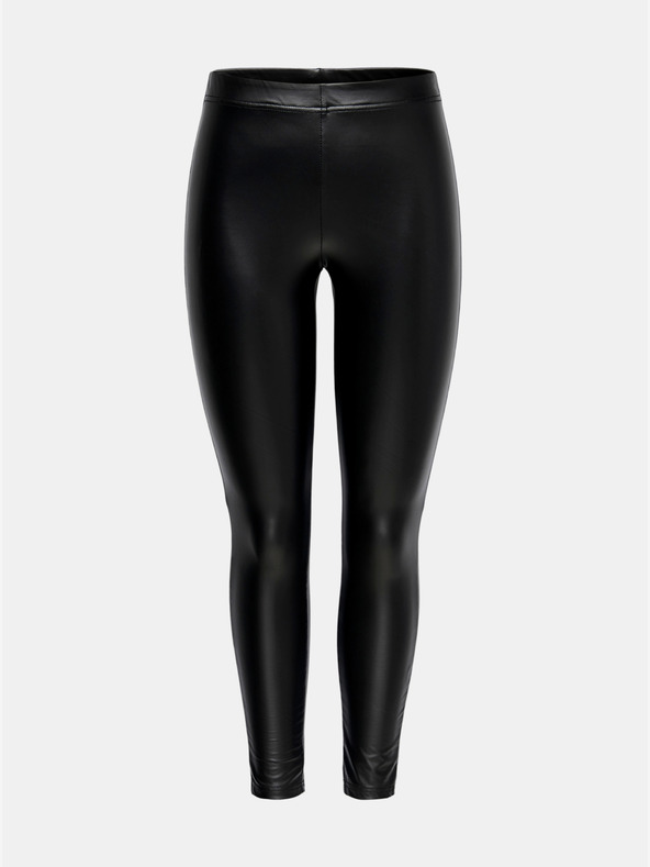 Jacqueline de Yong Čierne kožené legíny JDY