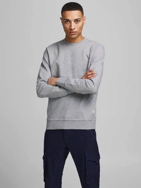 Jack & Jones Svetlošedá pánska základná mikina Jack & Jones