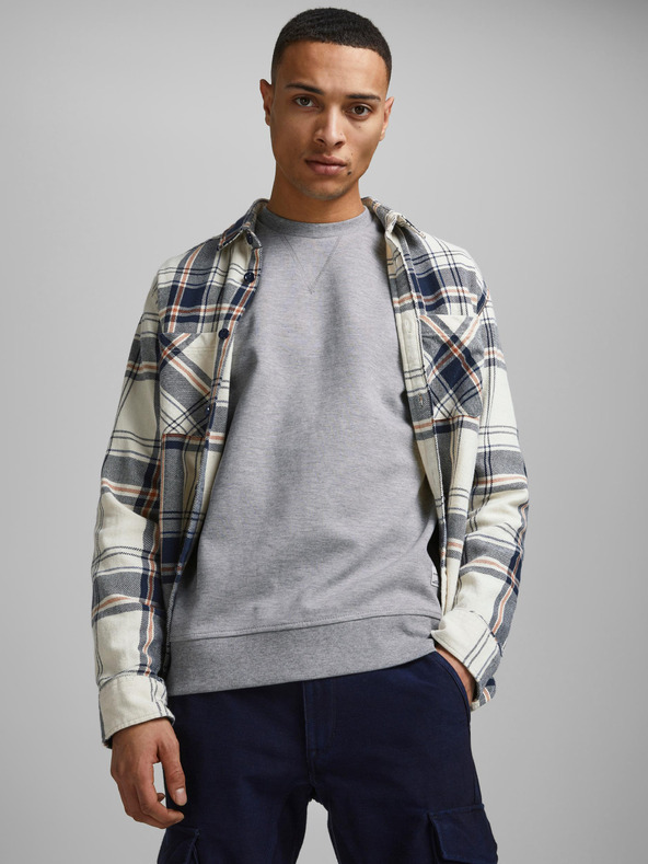 Jack & Jones Svetlošedá pánska základná mikina Jack & Jones