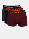 Jack & Jones Sada troch pánskych boxeriek Jack & Jones Lichfield vo vínovej, námorníckej a sivej farbe