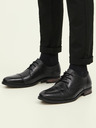 Jack & Jones Čierne pánske kožené poltopánky Jack & Jones Raymond