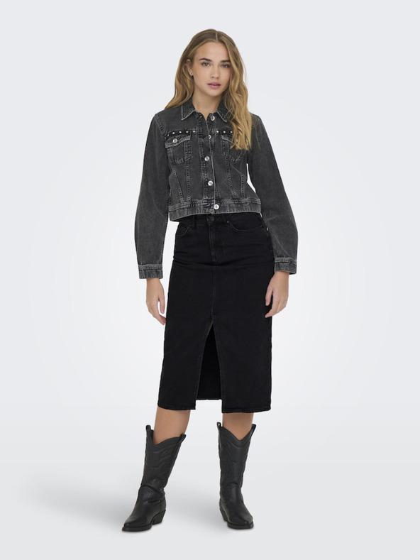 ONLY Čierna dámska džínsová midi sukňa ONLY Bianca