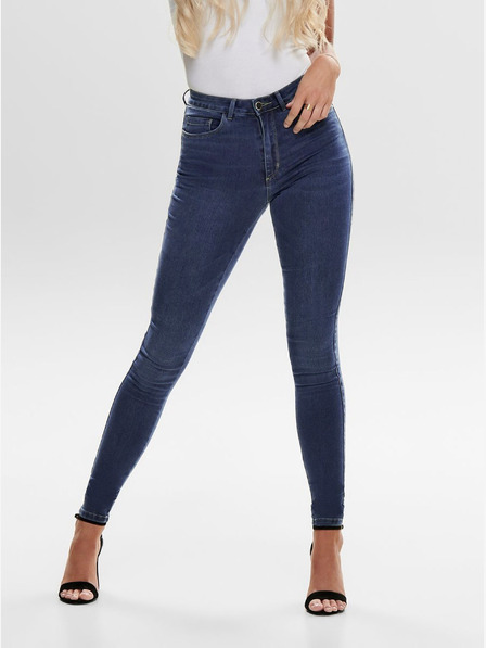 ONLY Modré skinny fit džínsy s vysokým pásom ONLY Royal