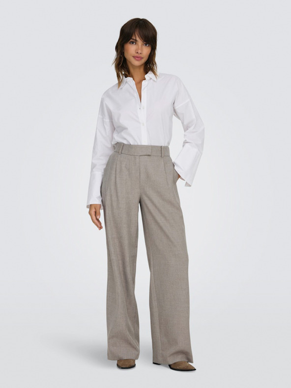 ONLY Hnedé dámske nohavice so širokými nohavicami ONLY