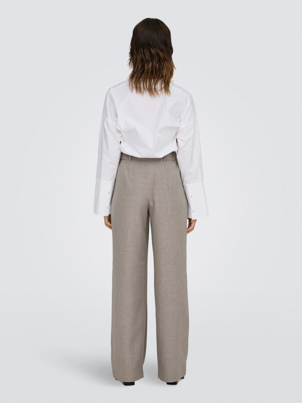 ONLY Hnedé dámske nohavice so širokými nohavicami ONLY