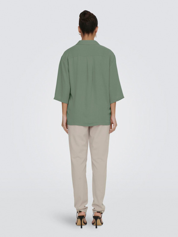 Jacqueline de Yong Zelená dámska košeľa s krátkym rukávom JDY