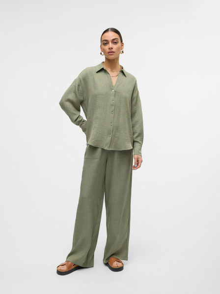 Vero Moda Khaki dámske džínsy so širokými nohavicami Vero Moda