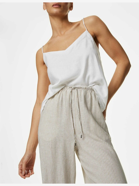 Marks & Spencer Široké nohavice Marks & Spencer s vysokým obsahom plátna off white